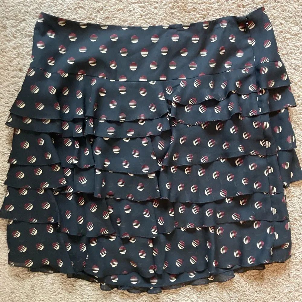 LOFT NWT polka dot Layered Ruffled Skirt lined